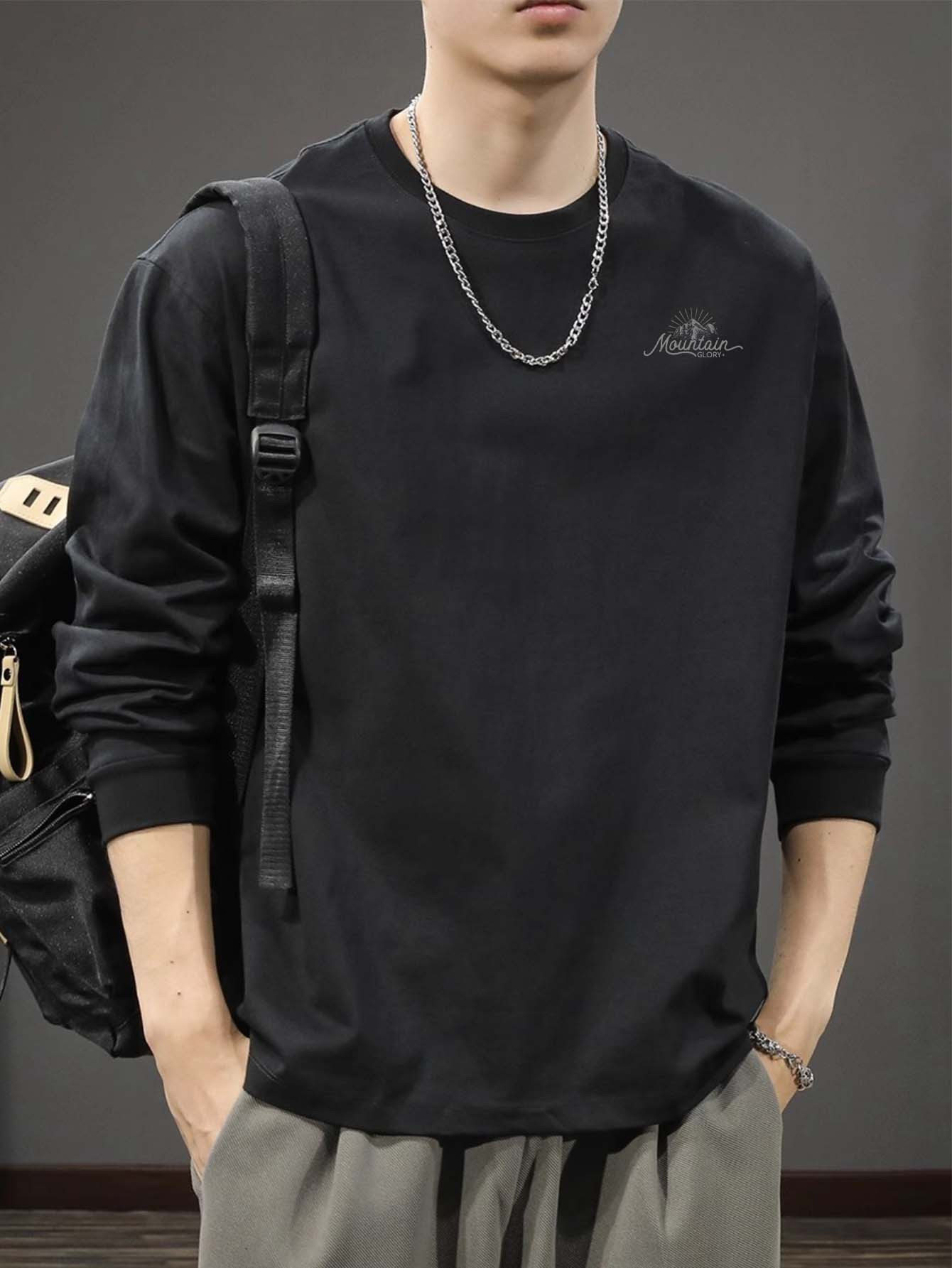 Undershirt Crew Neck - 100% 면 남성용 크루넥 긴팔 티셔츠