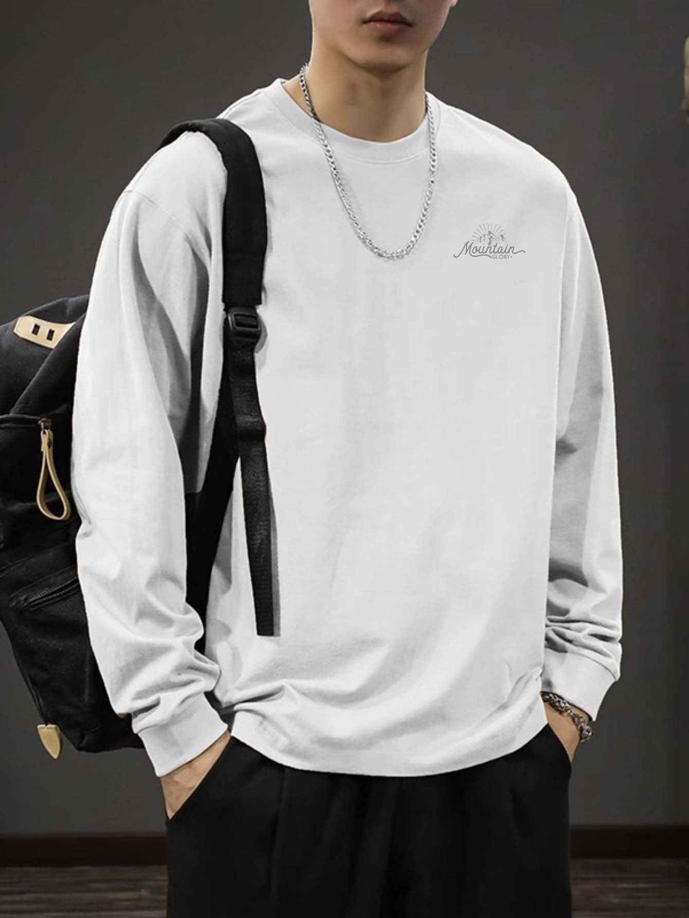 100% 면 남성용 크루넥 긴팔 티셔츠 루즈핏 플러스  - Undershirt Crew Neck 리뷰 및 가격