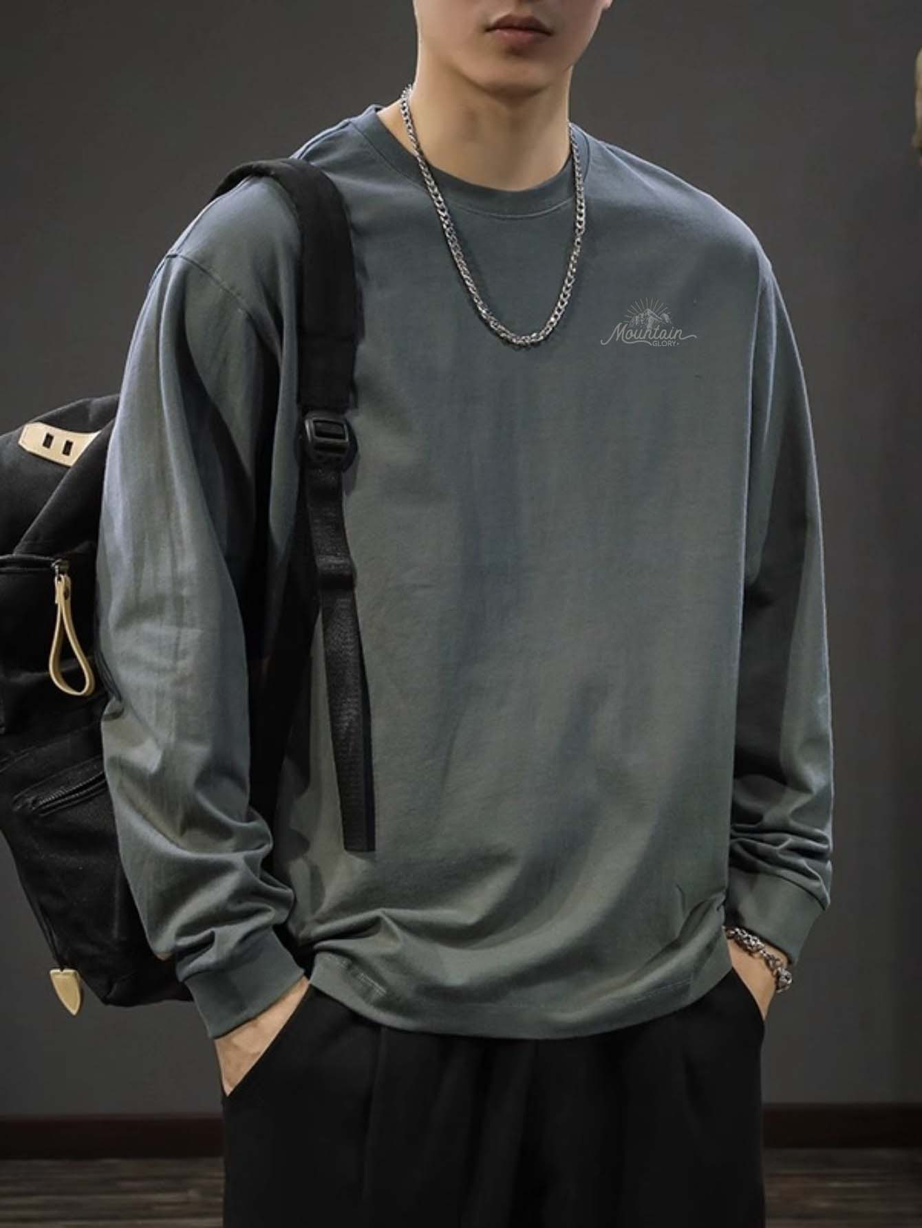 100% 면 남성용 크루넥 긴팔 티셔츠 루즈핏 플러스  - Undershirt Crew Neck 리뷰 및 가격
